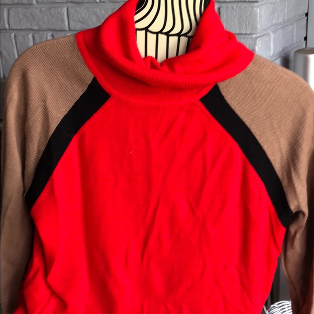 Light weight color block turtleneck